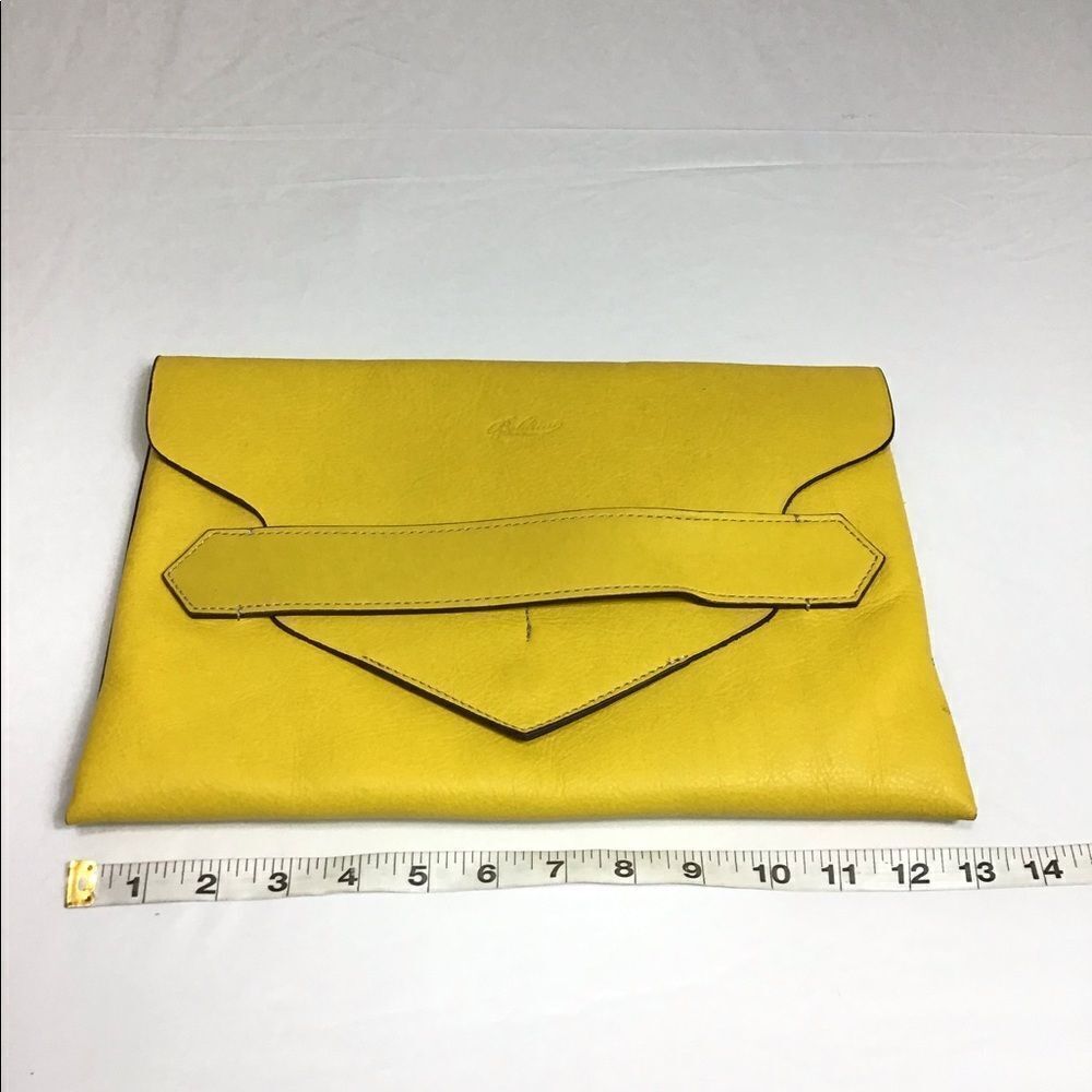 Boldrini Oversized Selleria Yellow Leather Portfolio Envelope Style Clutch - Picture 3 of 12